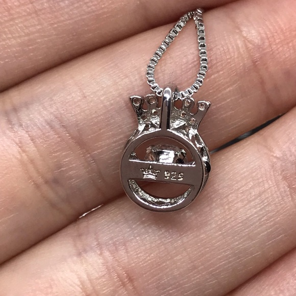 Sterling Silver 925 CZ Crown Necklace - Picture 3 of 6